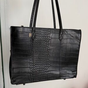 Beis Mini Work Tote in Black Croc